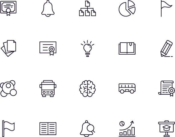 教育线图标集。收集网页设计、移动应用、UI设计等高品质标识。概述图标教育，学校，大学，学习。图片下载