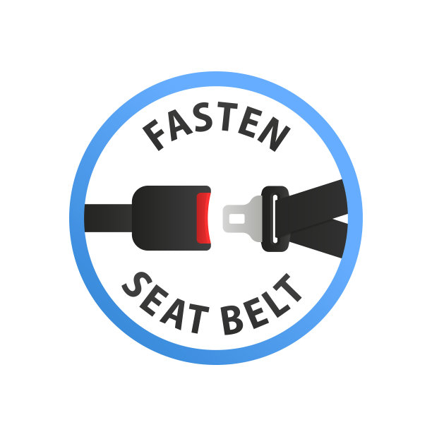 道路标志系紧带设计。安全带图标隔离在白色背景。汽车、飞机上的运动安全。保护司机和乘客。扣紧符号。矢量图图片下载