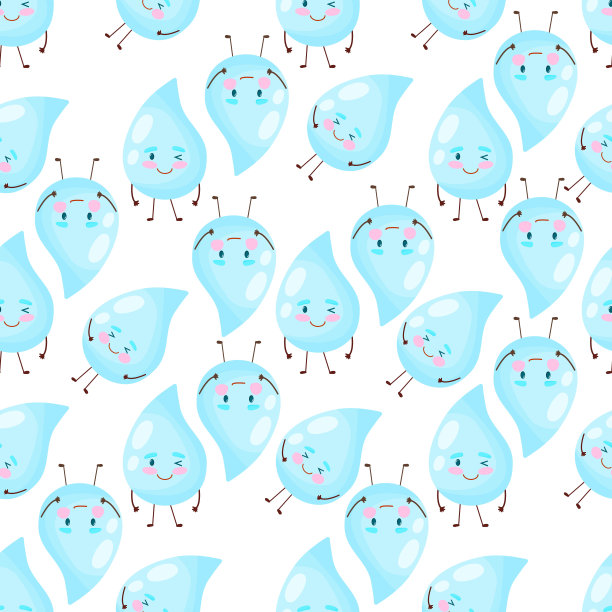 雨无缝矢量模式。可爱的水滴。矢量图图片下载