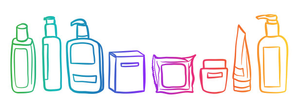 皮肤护理容器瓶子管子罐子彩虹图片下载