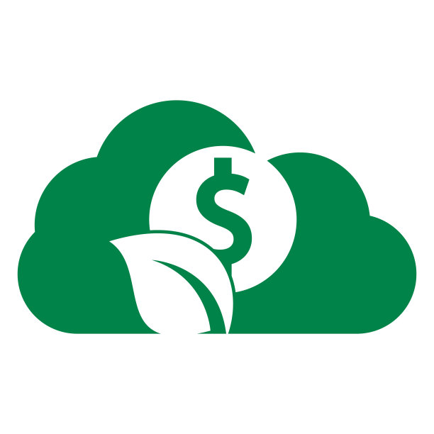 叶子硬币云形状概念矢量标志图标。图片下载