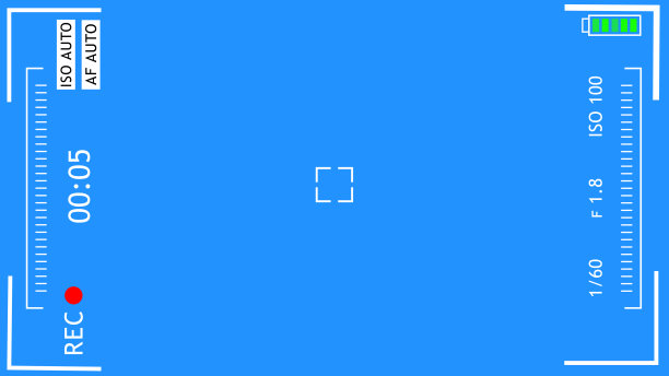 相机移动记录屏幕覆盖动画与色度键。数码单反手机取景器动画。摄像头录像画面接口。相机屏幕记录插图在绿色屏幕。图片下载