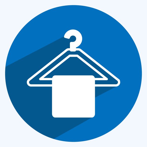 图标挂毛巾。适合Spa标志。长长的阴影风格。简单的设计可编辑。设计模板向量。简单的符号说明图片下载