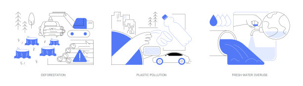 环境问题抽象概念矢量插图。图片下载