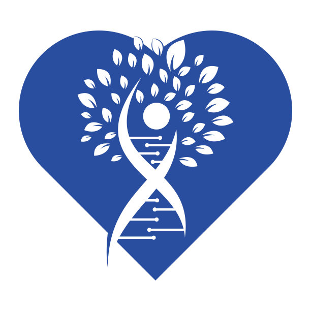 Dna树心形概念矢量标志设计。图片下载