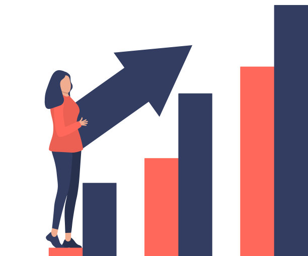 用箭头展示增长图的女人图片下载