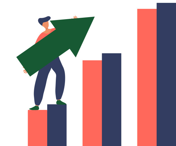 男人用箭展示增长的图表图片下载