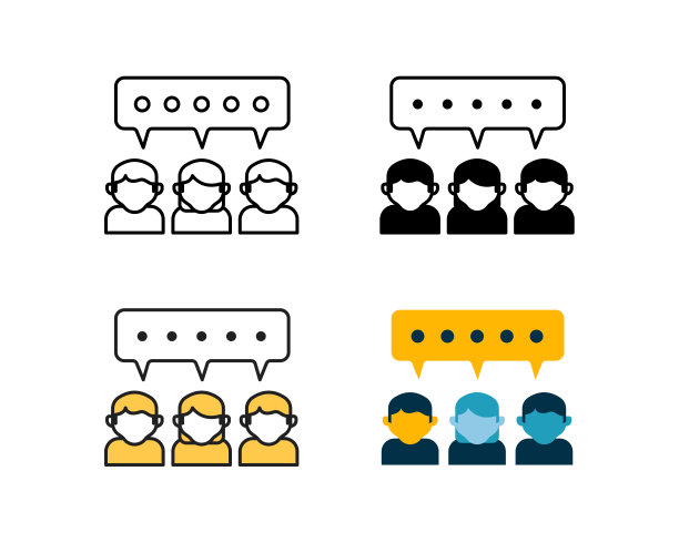 讨论图标元素矢量设计在4种风格的线，字形，双色，和平面。图片下载