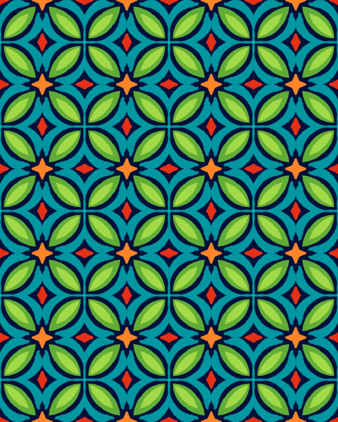 马赛克无缝图案背景对称复古面料纹理装饰设计新潮时尚图片下载