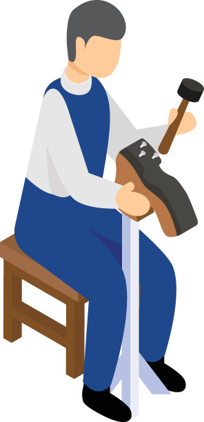 鞋匠等距概念，制鞋矢量图标设计，工艺职业符号，爱好和艺术作品标志，创意人股票插图图片下载