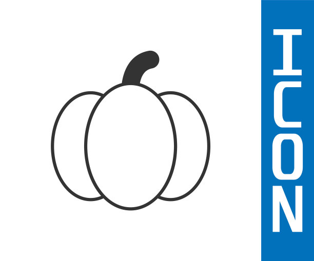 灰色南瓜图标孤立的灰色背景。万圣节派对快乐。向量图片下载