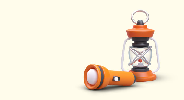点燃煤油灯，手电筒。各类便携式旅游照明光源图片下载