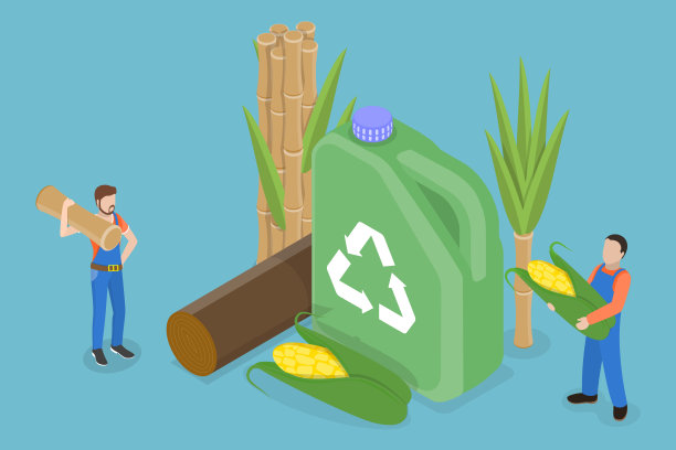 生态生物燃料的三维等距平面矢量概念插图图片下载