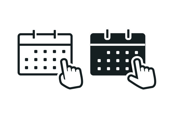 选择日期图标。说明向量图片下载