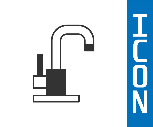 灰水水龙头图标孤立在白色背景。向量图片下载
