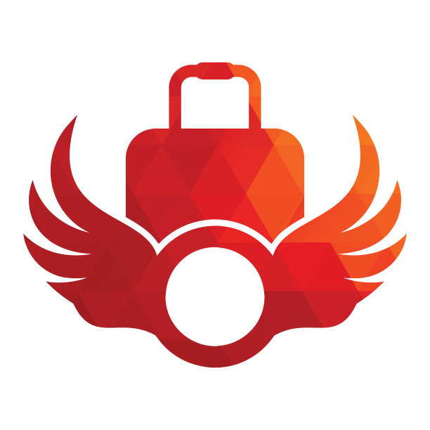 翅膀袋旅行创意标志设计插图。图片下载