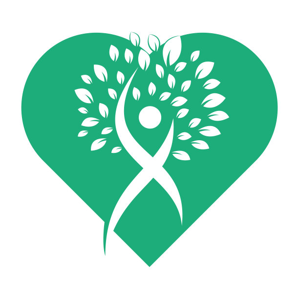 Dna树心形概念矢量标志设计。图片下载