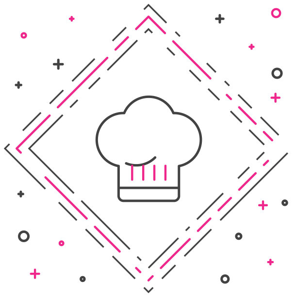 线厨师帽子图标孤立的白色背景。烹饪的象征。厨师的帽子。色彩缤纷的轮廓概念。向量图片下载
