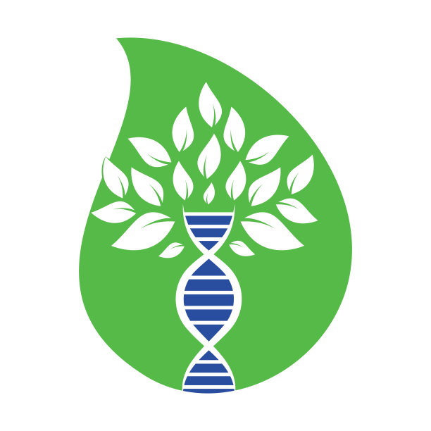Dna树滴形状概念矢量标志设计。图片下载