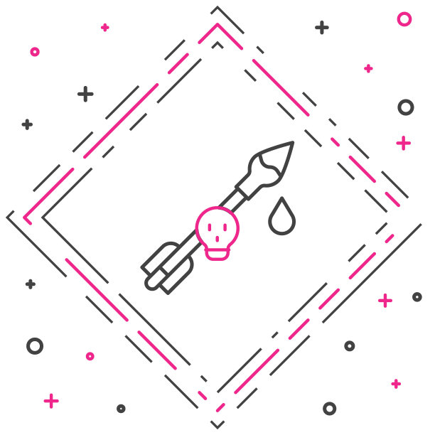 线毒药上的箭头图标孤立在白色背景。有毒的箭头。色彩缤纷的轮廓概念。向量图片下载