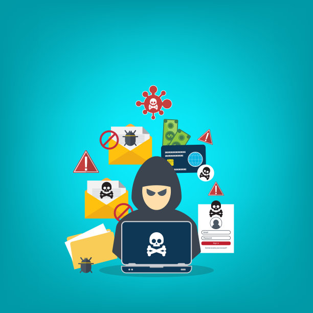 黑客用笔记本电脑窃取机密数据，个人信息和信用卡详细信息。黑客的概念。图片下载