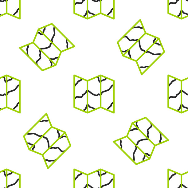 线折叠地图图标隔离无缝图案白色背景。向量图片下载