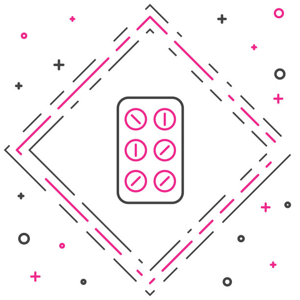 线药丸泡罩包装图标孤立在白色背景。医药药品包装片剂、维生素、抗生素、阿司匹林。色彩缤纷的轮廓概念。向量图片下载