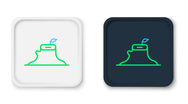 线树桩图标孤立在白色背景上。色彩缤纷的轮廓概念。向量图片下载