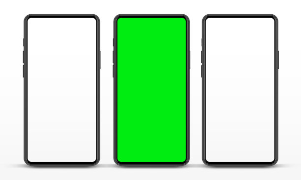 3D逼真的高质量智能手机模型与孤立的背景。智能手机模型收集。设备前视图。3D手机与阴影在白色背景。图片下载