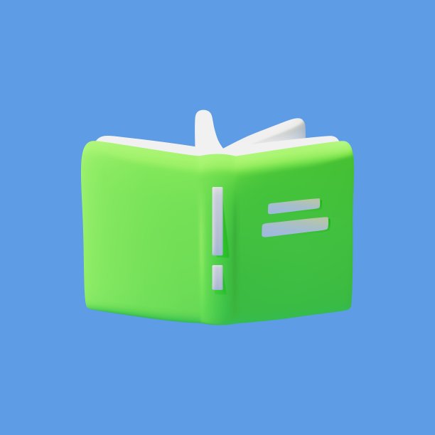 3d矢量打开绿皮书图标隔离在蓝色背景。图片下载