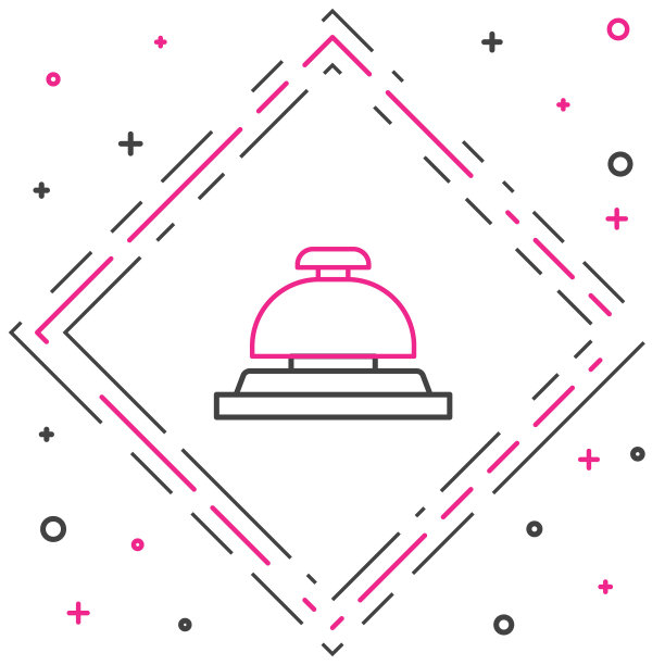 线酒店服务钟图标孤立的白色背景。接待贝尔。色彩缤纷的轮廓概念。向量图片下载