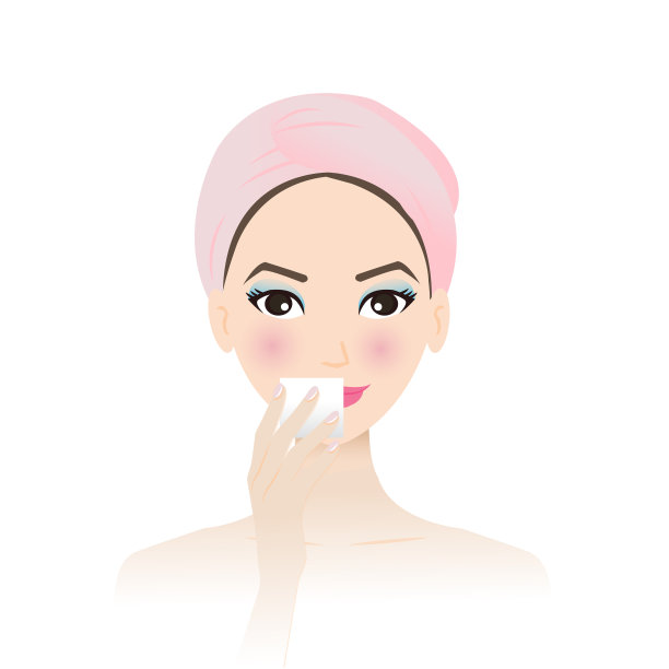 卸妆从女人面矢量插图隔离在白色背景。图片下载