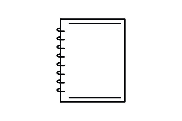 笔记本图标。与文具相关的图标。线条图标样式。简单的矢量设计可编辑图片下载