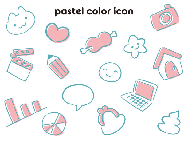 爱好和生活方式图标集(柔和的颜色)图片下载