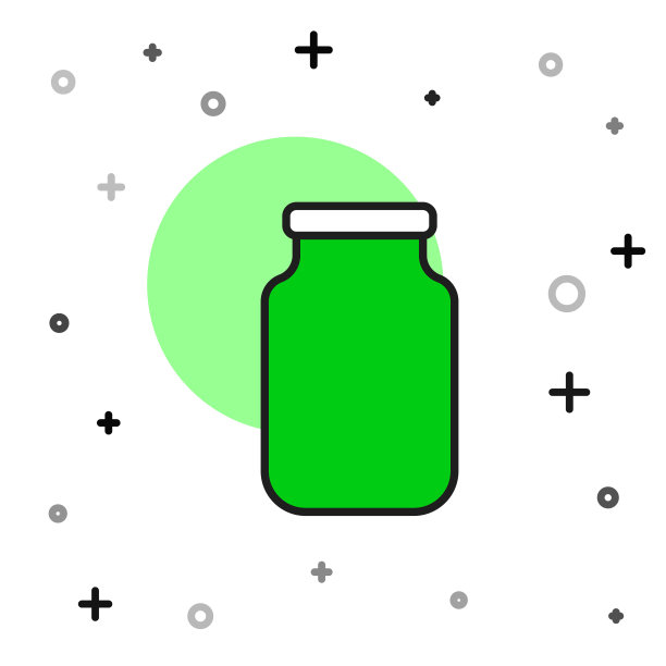 填充轮廓玻璃罐与螺旋盖图标隔离在白色背景。向量图片下载