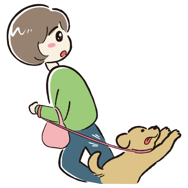 遛狗的女人在看东西图片下载