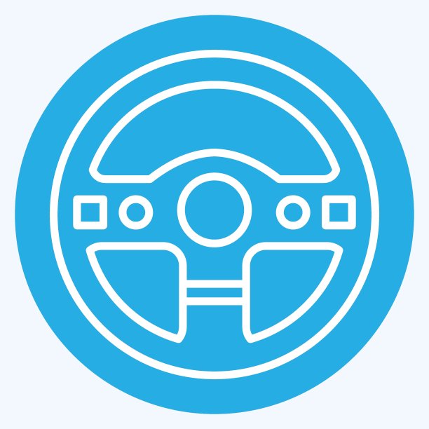 图标方向盘。与赛车有关的符号。蓝眼睛的风格。简单的设计可编辑。简单的说明图片下载