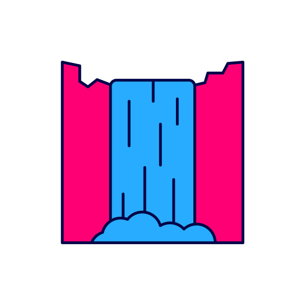 填充轮廓瀑布图标孤立的白色背景。向量图片下载