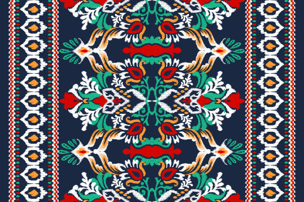 锦缎Ikat花佩斯利刺绣图片下载