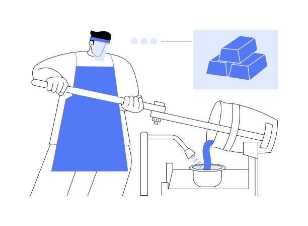 黄金精炼厂抽象概念矢量插图。图片下载