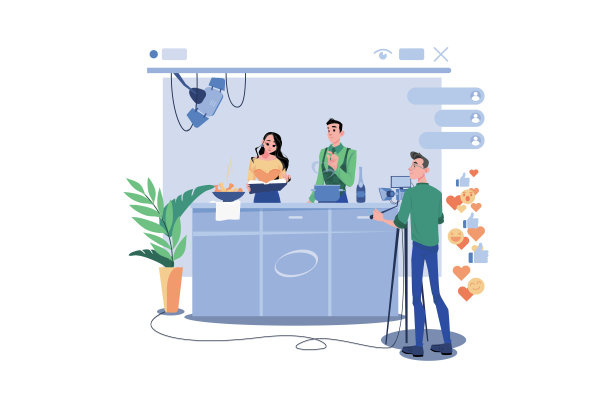 一对正在做播客直播的夫妇图片下载