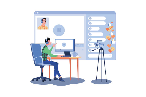 男性社交媒体影响者做直播图片下载