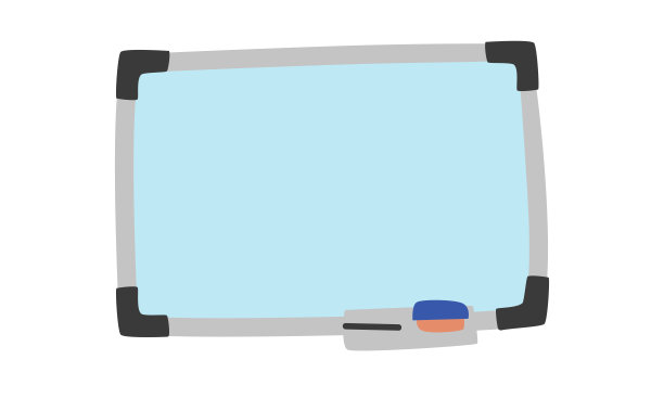 学校白板剪贴画。简单的空白白板平面矢量插图，空间放置内容卡通风格。老师，学生，教室，学习用品，回到学校的理念图片下载