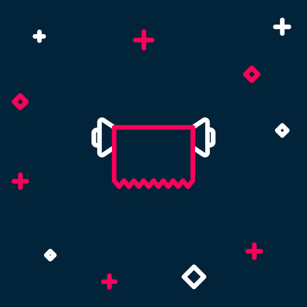 线纺织织物卷图标孤立的蓝色背景。卷，席，地毯，布，地毯或纸卷图标。色彩缤纷的轮廓概念。向量图片下载