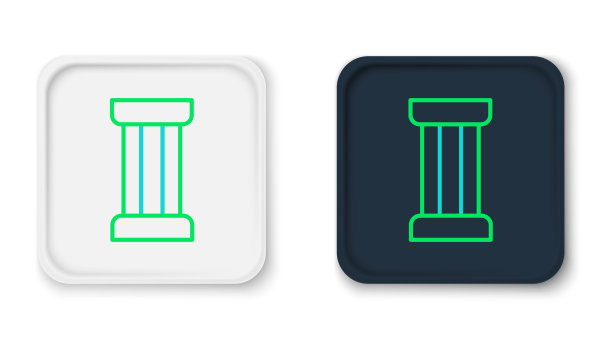 线古代列图标孤立的白色背景。色彩缤纷的轮廓概念。向量图片下载