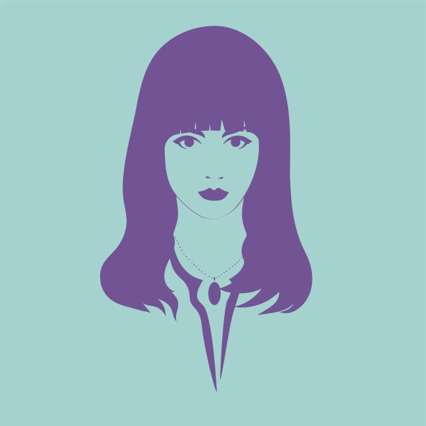 一个留着长直发的女孩的插图图片下载