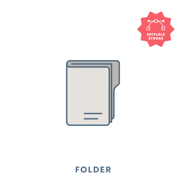 文件夹平面图标与可编辑的描边和像素完美。图片下载