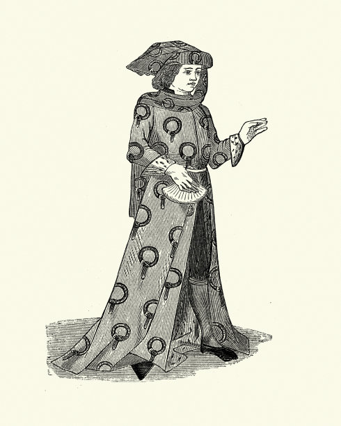 男士时尚，中世纪15世纪英语，女伴，长袍图片下载