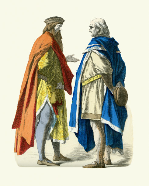 中世纪时装，贵族和汉堡大师，时期服装，14世纪图片下载