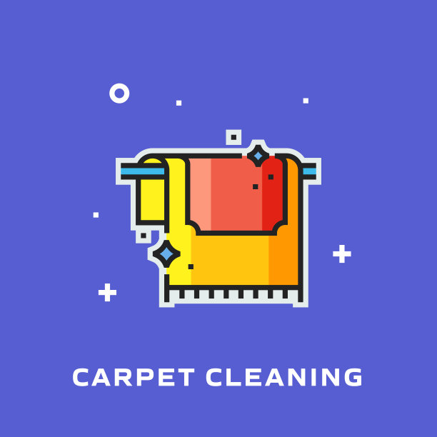 地毯清洁直线图标。向量符号说明。图片下载